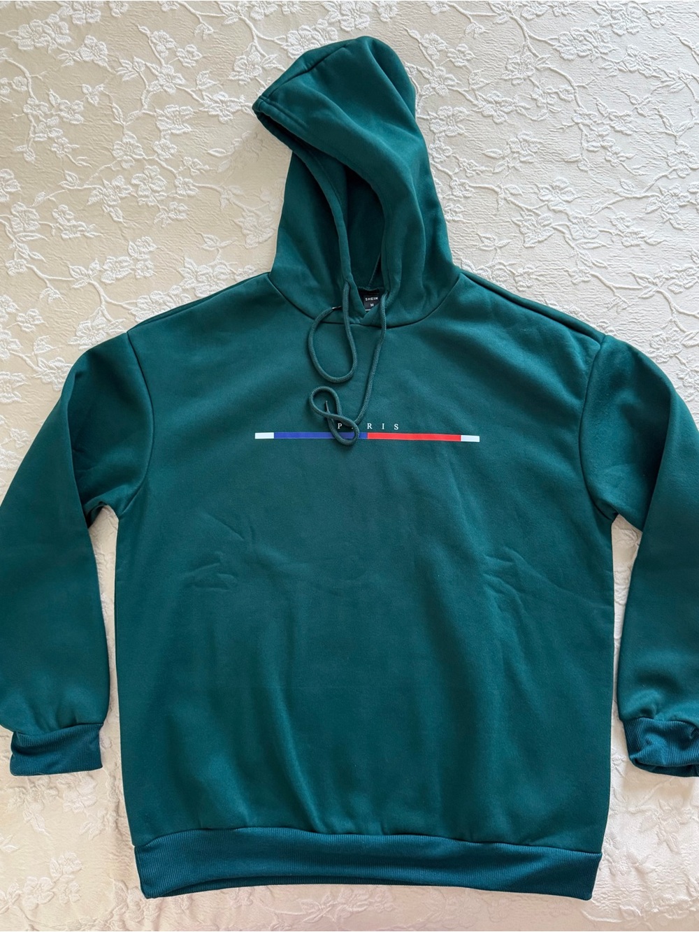 Shein Green Hooded Fleece Sweatshirt